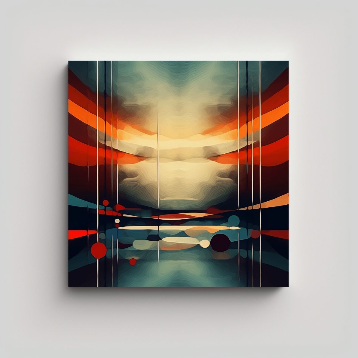 GENERICO - Pintura Abstracta Con Patrón De Rayas Para Hogar 80x80 Cm