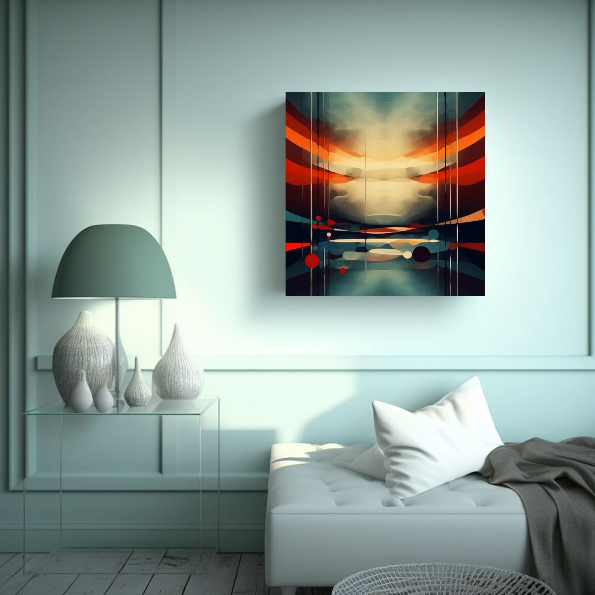 GENERICO - Pintura Abstracta Con Patrón De Rayas Para Hogar 80x80 Cm