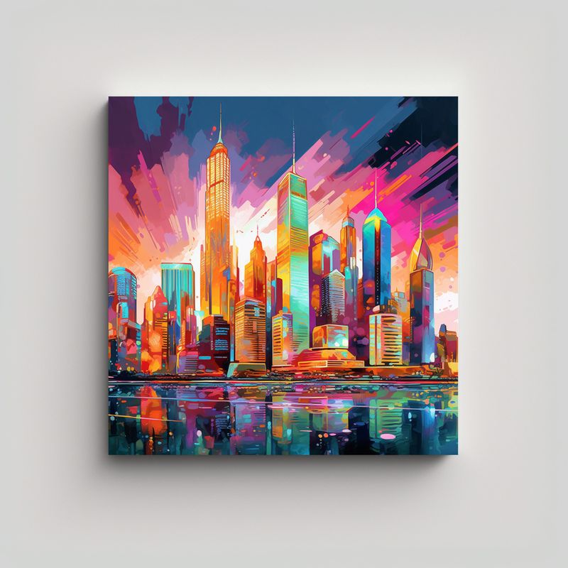GENERICO - Pinturas Decorativas Con Forma Simétrica En 90x90 Cm