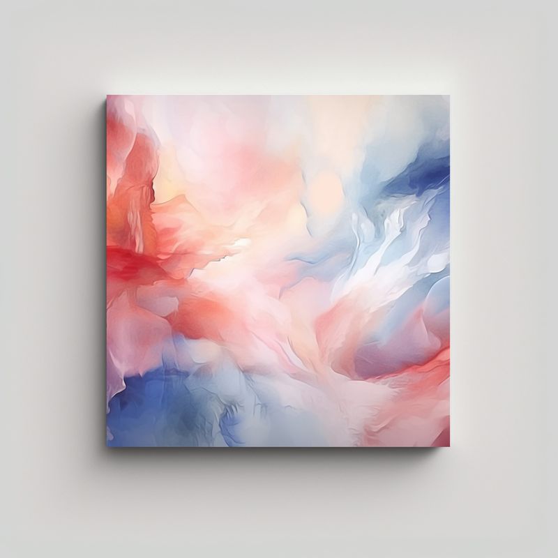 GENERICO - Cuadro Original Acuarela Abstracta Tonos Pálidos 90x90 Cm