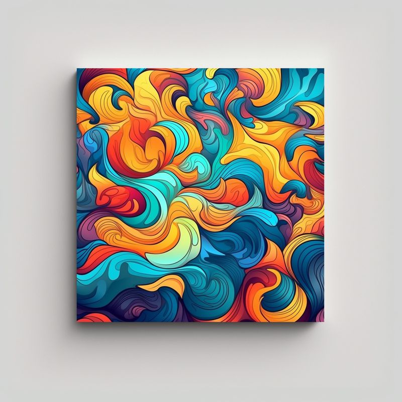 GENERICO - Cuadro Abstracto Colorido Movimiento Y Equilibrio 90x90 Cm