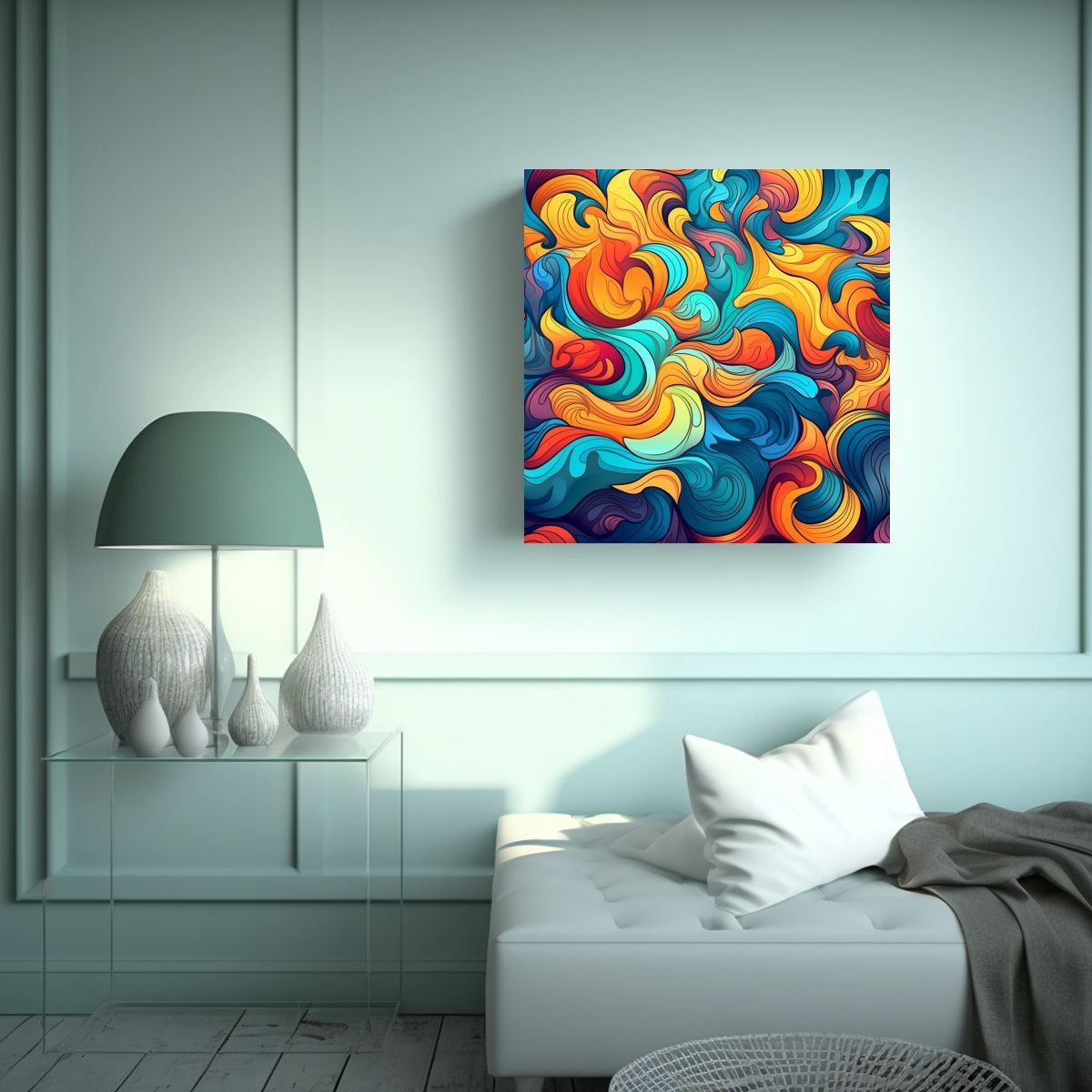 GENERICO - Cuadro Abstracto Colorido Movimiento Y Equilibrio 80x80 Cm