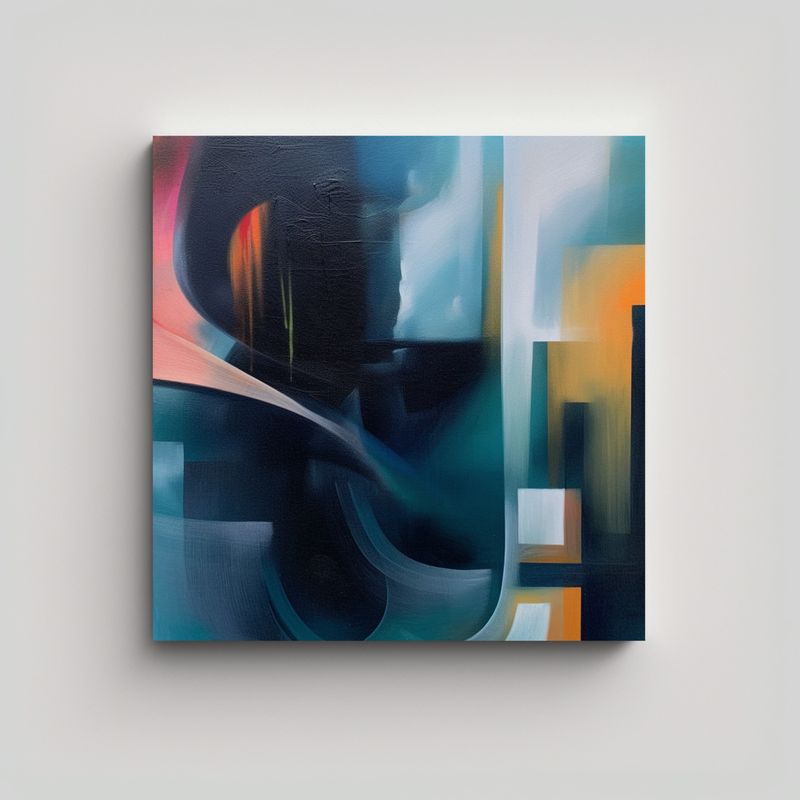 GENERICO - Pintura Abstracta En Lienzo: Expresión De Escena 90x90 Cm