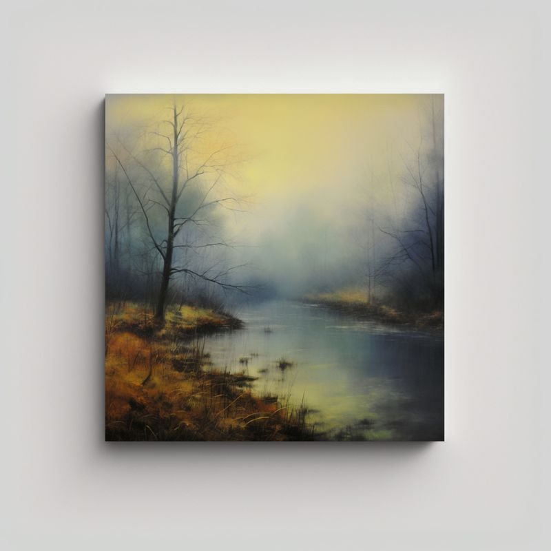 GENERICO - Cuadro Impresionista Profundidad, Densa Niebla 50x50 Cm
