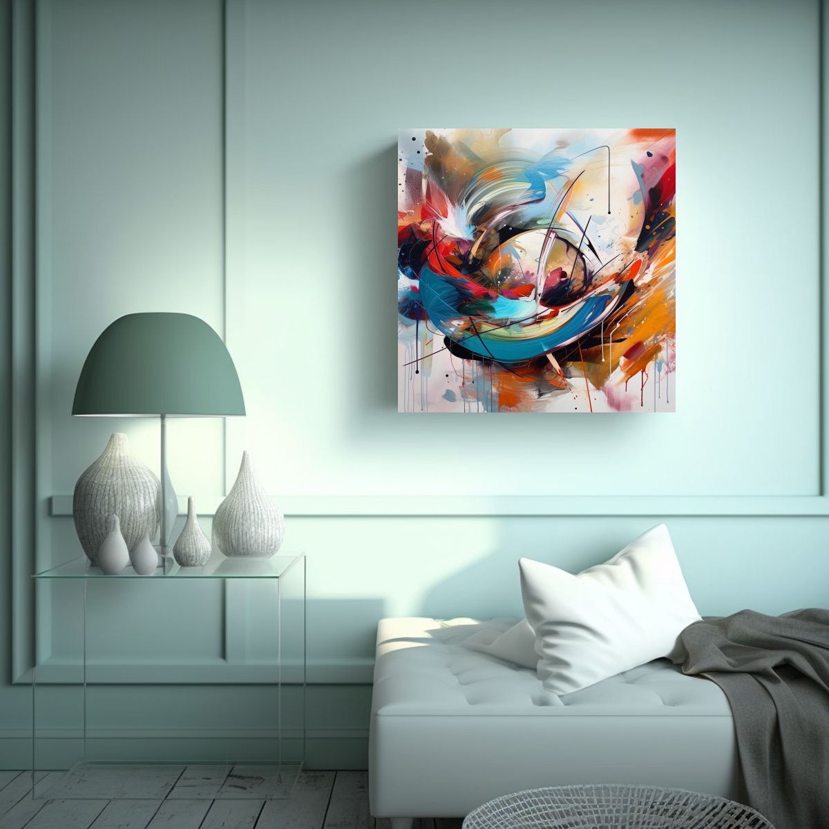 GENERICO - Lienzo De Tela Acuarela Espacial Con Un Giro 80x80 Cm