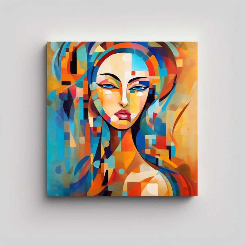 GENERICO - Pintura Decorativa De Mujer Abstracta Con 70x70 Cm