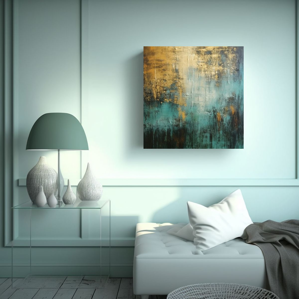 GENERICO - Pintura Contemporánea Metálica Canva Moderno 80x80 Cm