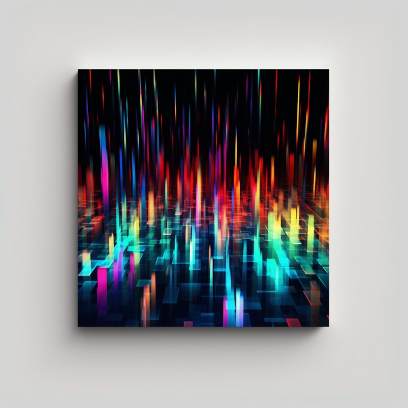 GENERICO - Cuadro Abstracto Con Luces Coloridas En Armonía 50x50 Cm