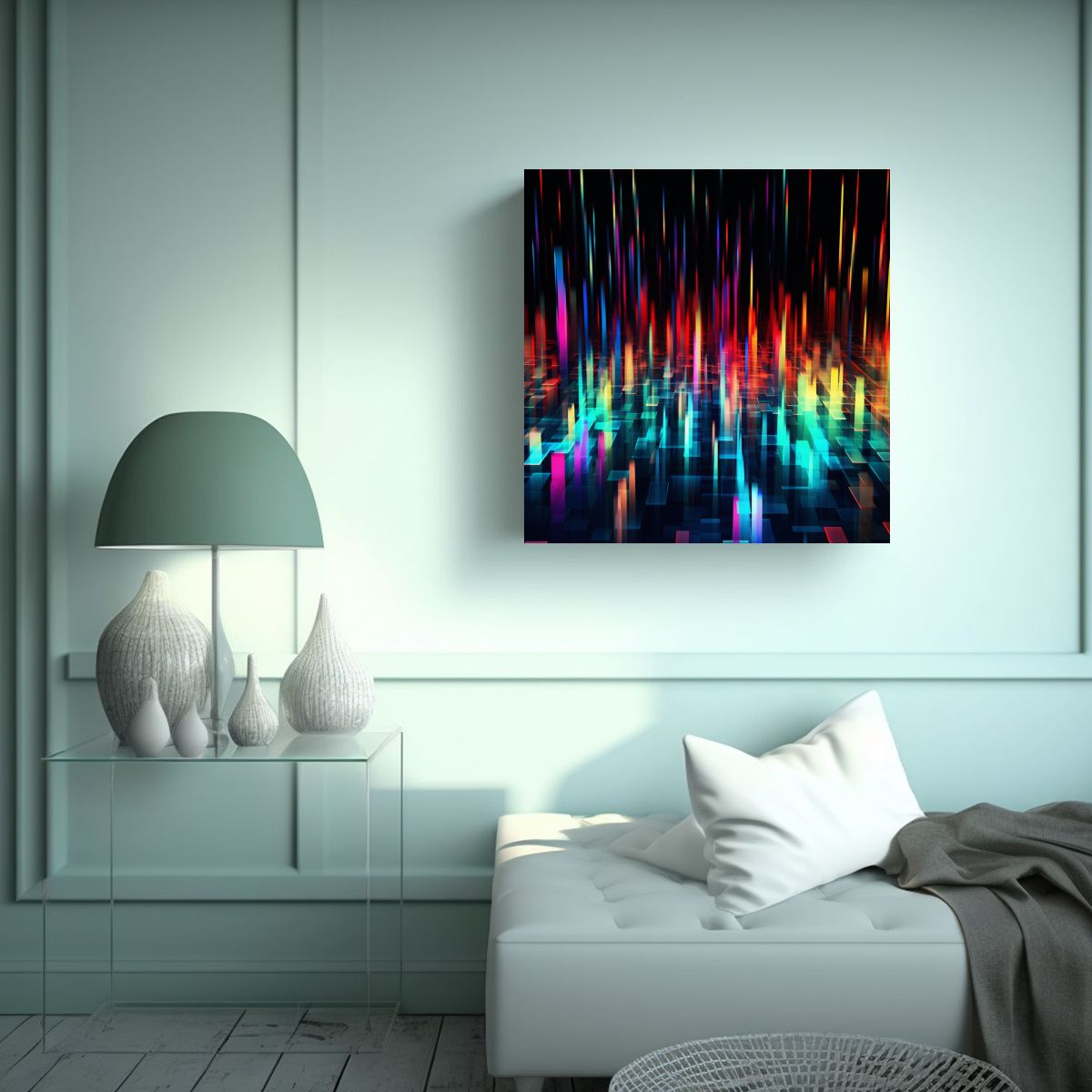 GENERICO - Cuadro Abstracto Con Luces Coloridas En Armonía 50x50 Cm