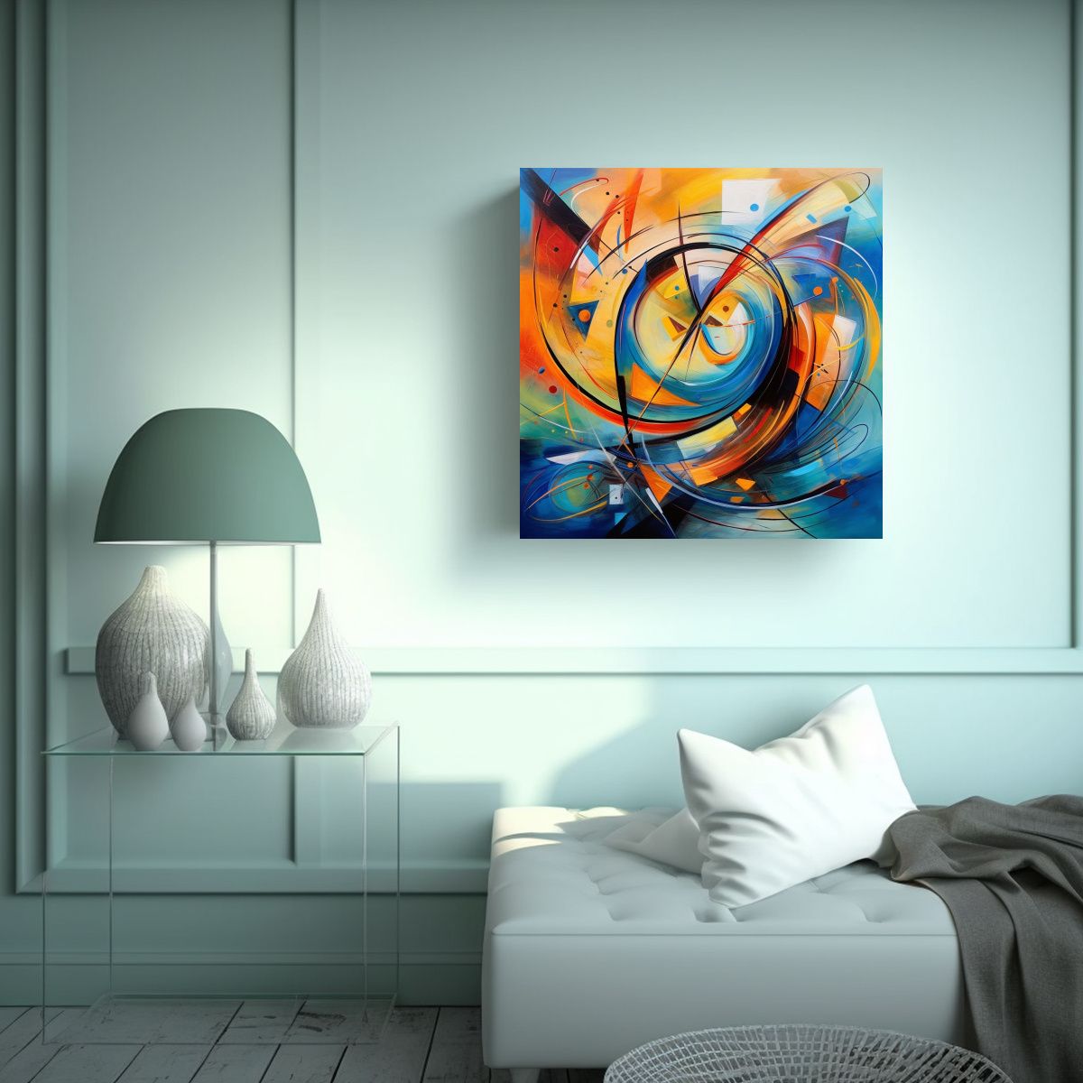 GENERICO - Pintura Acuarela Estilo Abstracto, Cuadro 70x70 Cm