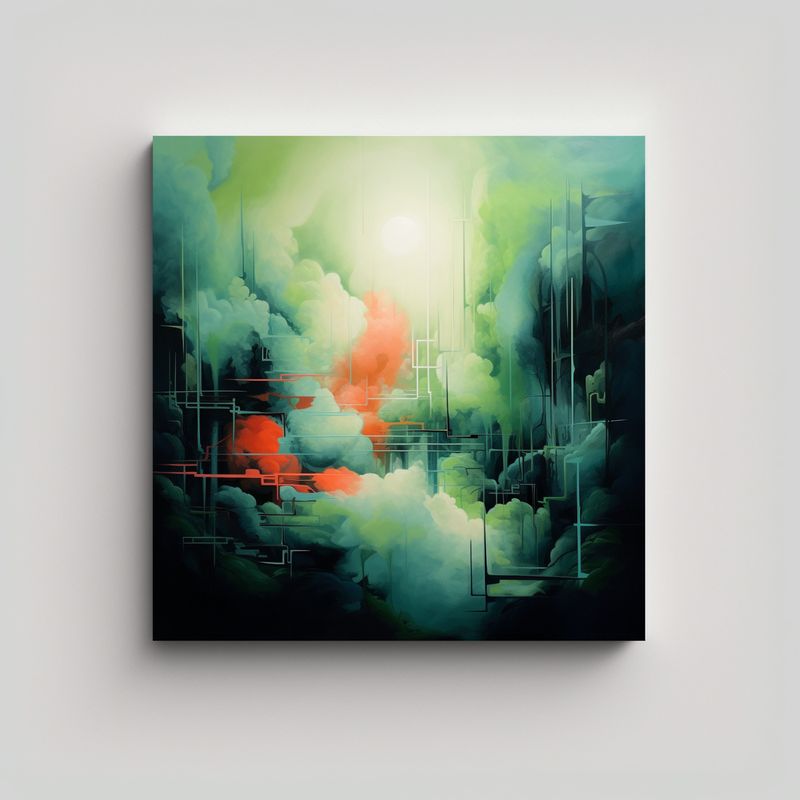 GENERICO - Cuadro Decorativo Composición Verde Con 50x50 Cm