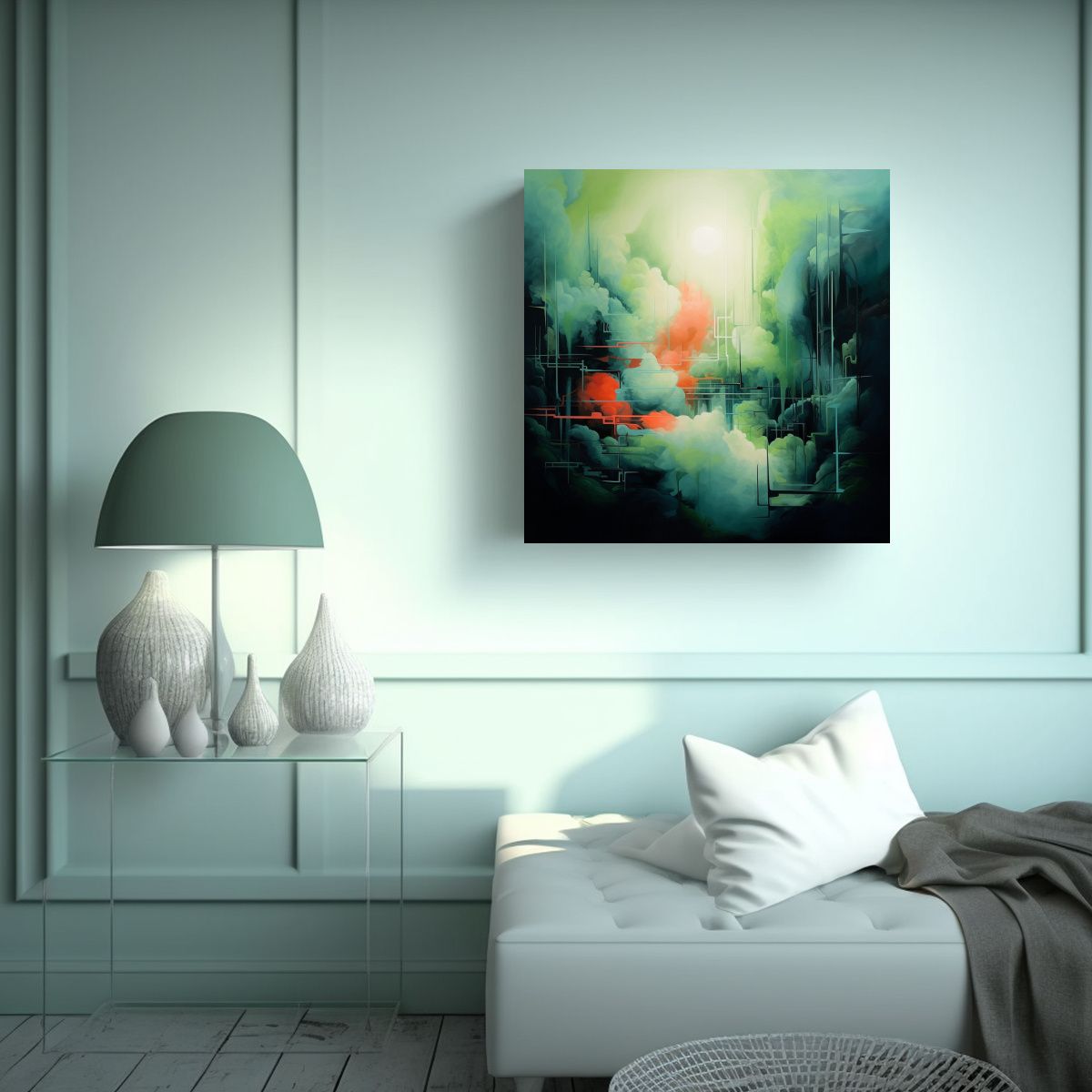 GENERICO - Cuadro Decorativo Composición Verde Con 60x60 Cm