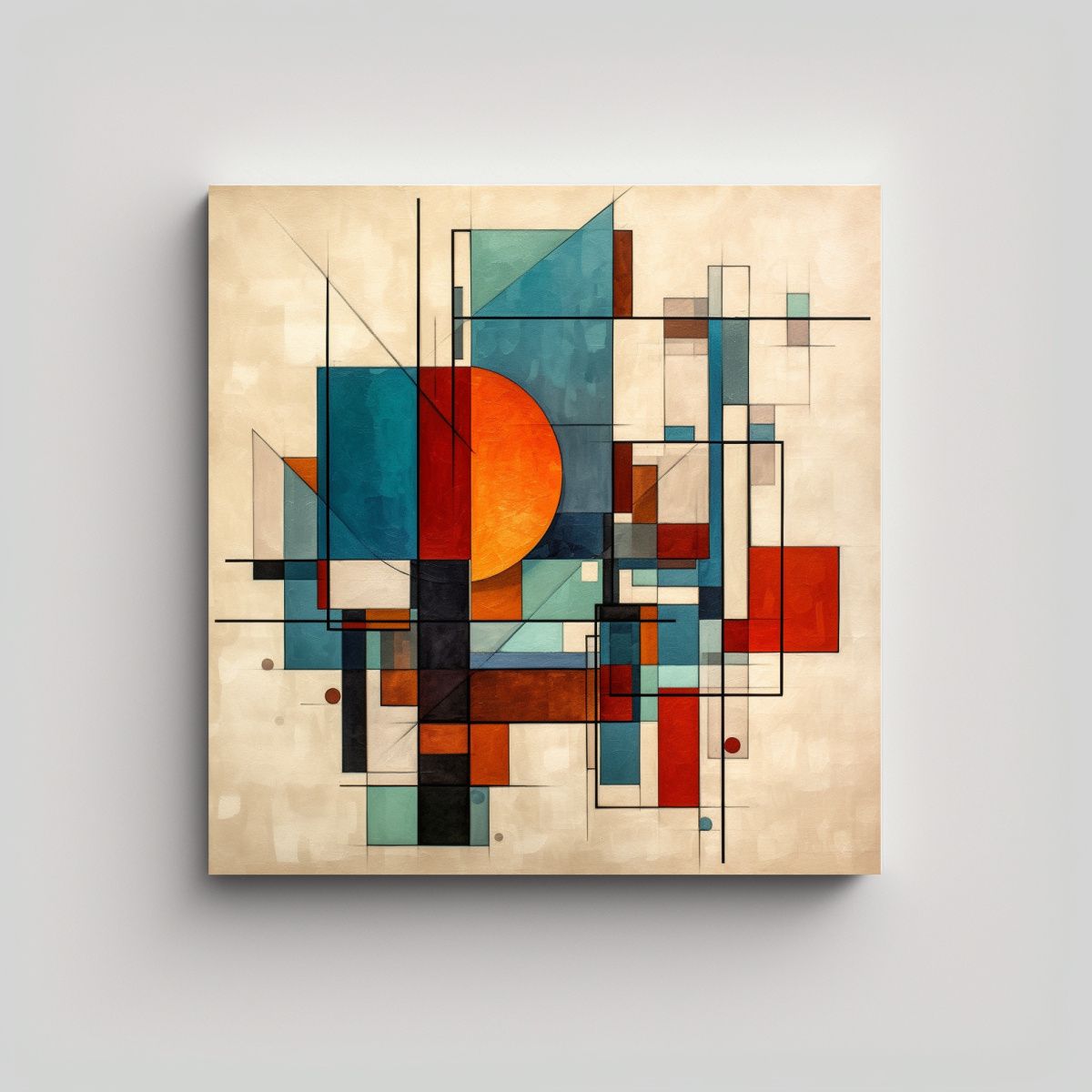 GENERICO - Cuadro Abstracto Geométrico Para Decoración De 90x90 Cm
