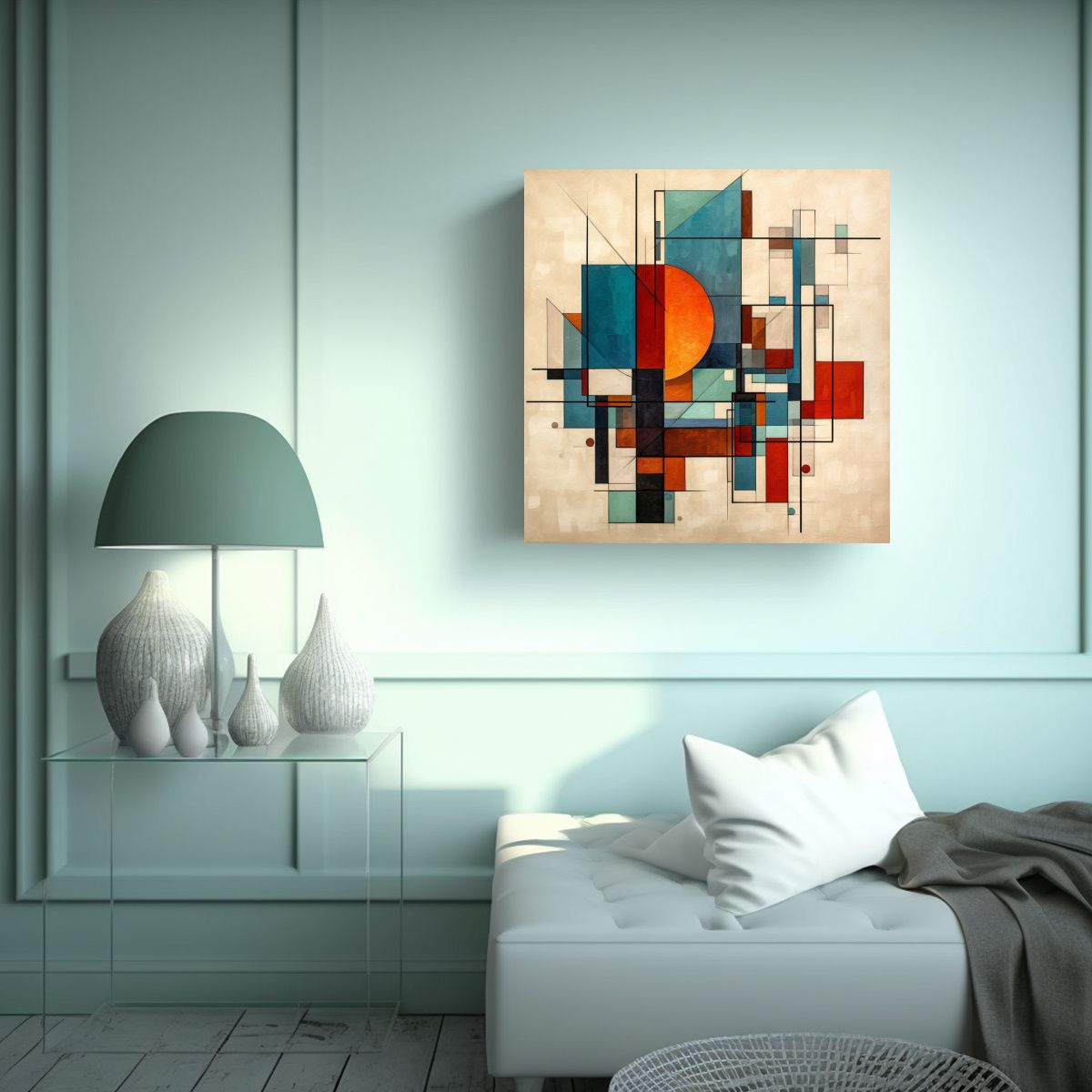 GENERICO - Cuadro Abstracto Geométrico Para Decoración De 50x50 Cm