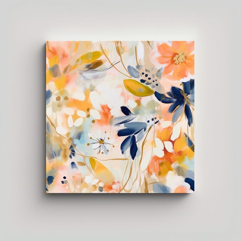 GENERICO - Pintura Abstracta Juvenil En Tela: Hermoso Cuadro 80x80 Cm
