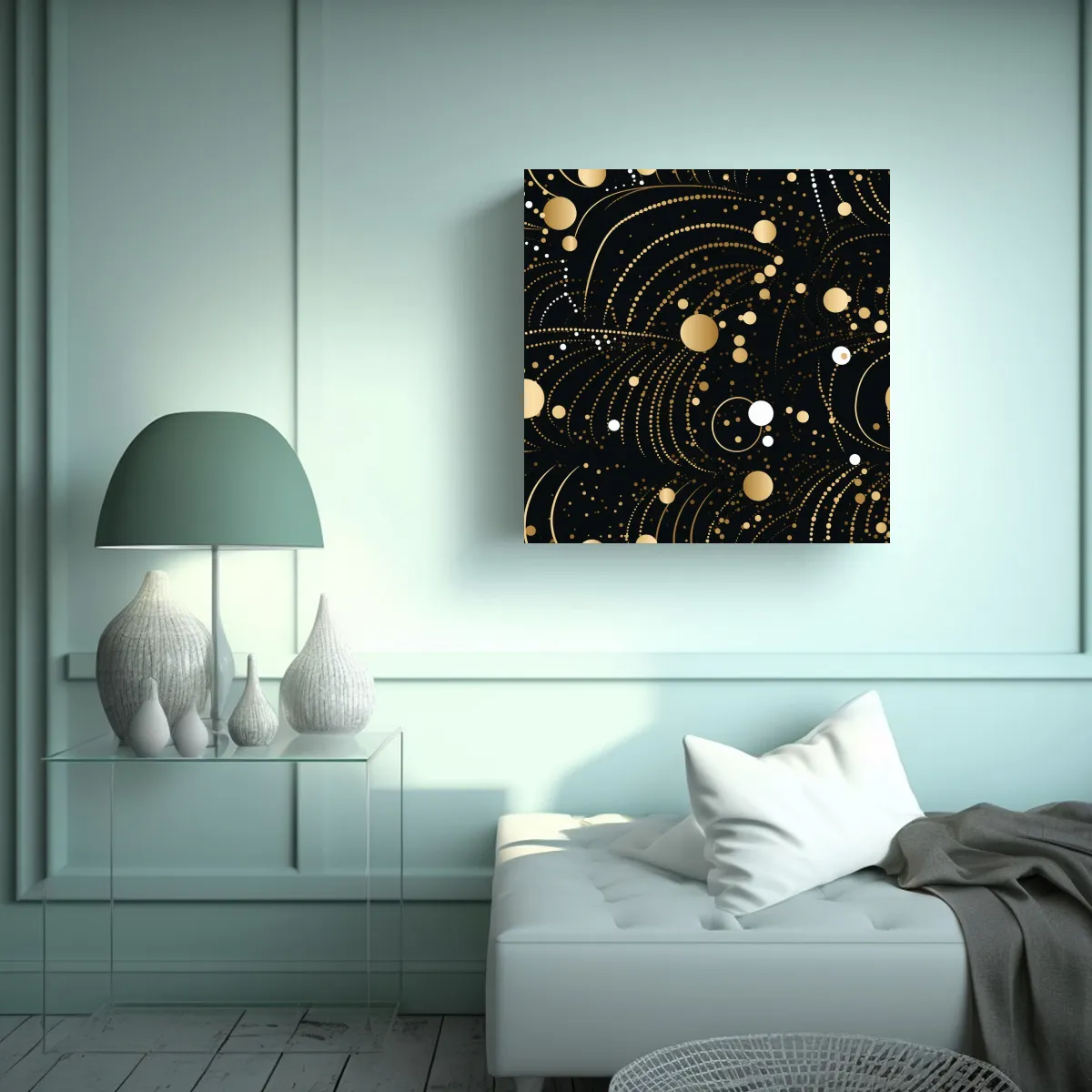 GENERICO - Cuadro Acuarela Armonía Cromática Dorada Suave 80x80 Cm