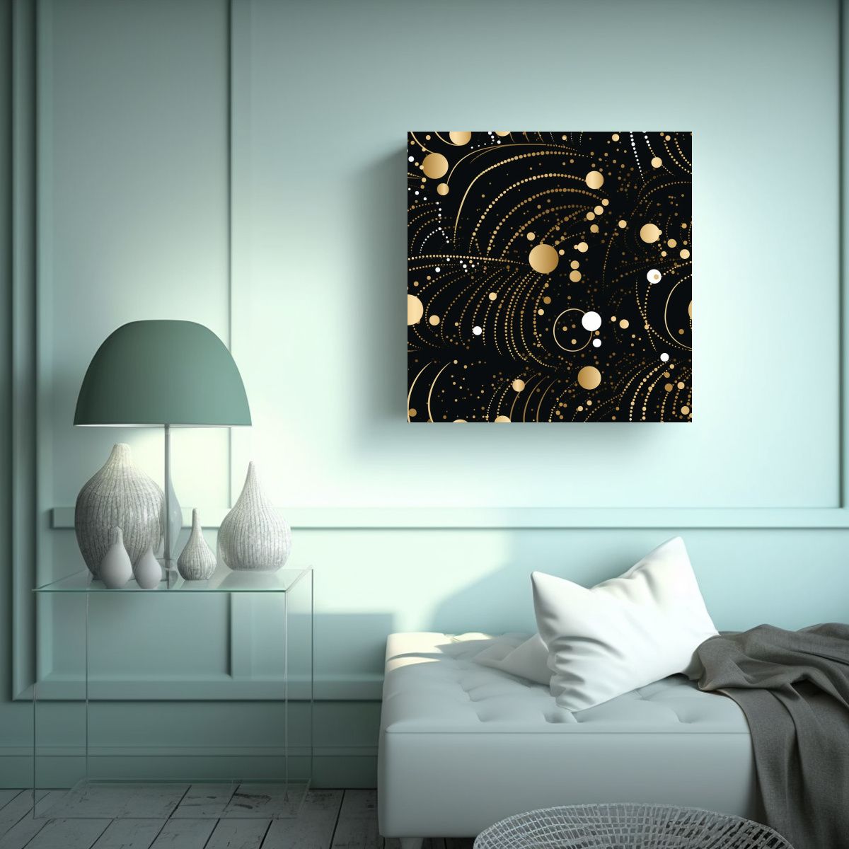 GENERICO - Cuadro Acuarela Armonía Cromática Dorada Suave 70x70 Cm