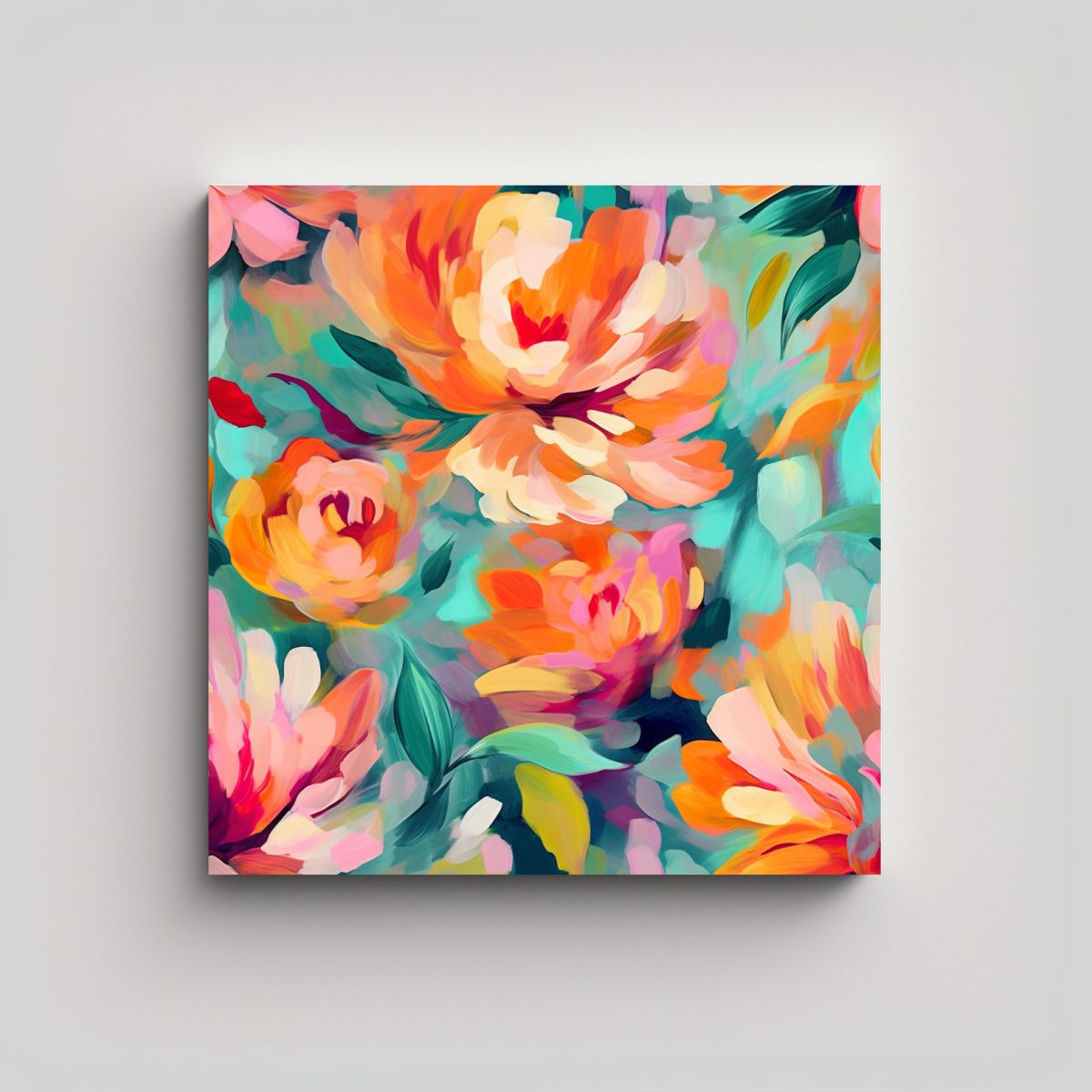 GENERICO - Pintura Abstracta Floral Moderna De Jaanika Talts 90x90 Cm