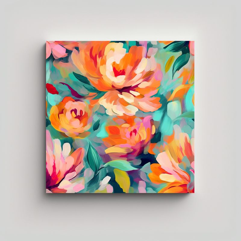 GENERICO - Pintura Abstracta Floral Moderna De Jaanika Talts 70x70 Cm