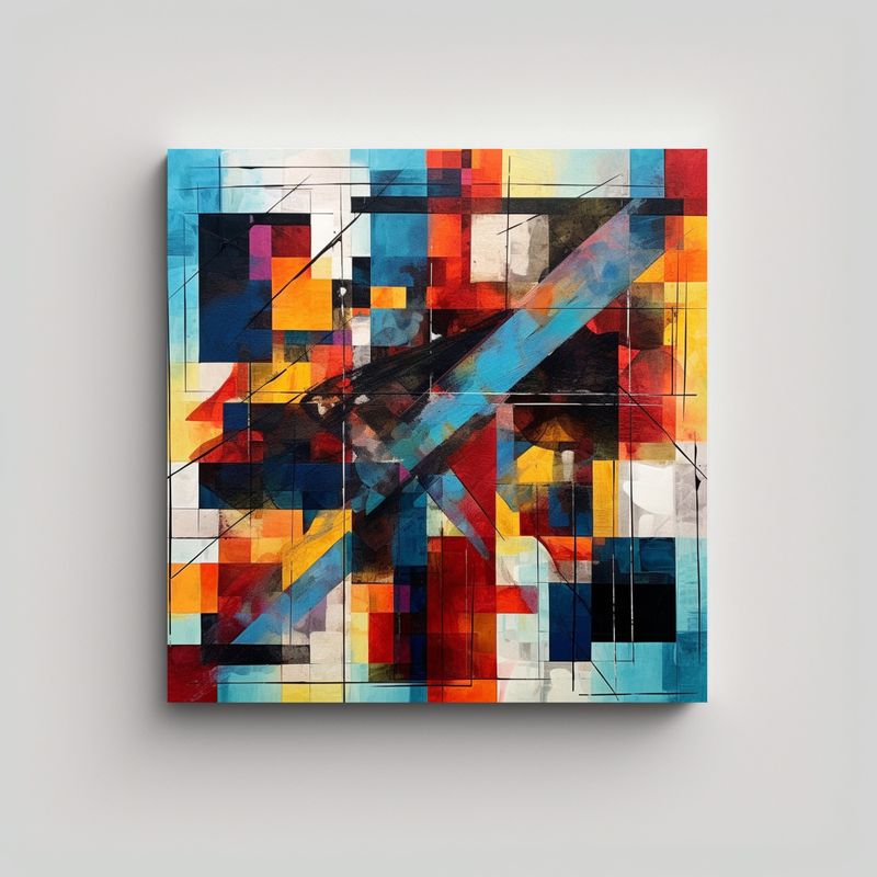 GENERICO - Cuadro Abstracto De Alta Calidad Geométrico Y 80x80 Cm