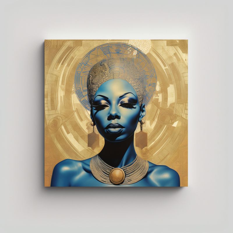 GENERICO - Cuadro Dormitorio NINA SIMONE Estilo Afrofuturismo 90x90 Cm