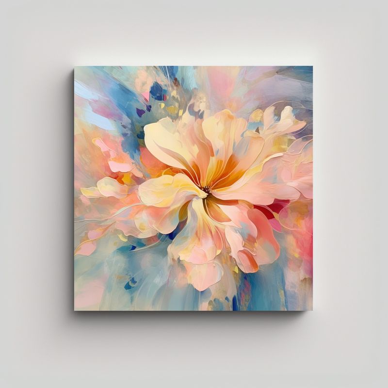 GENERICO - Cuadro Impreso Interiores Estilo Abstracto Flores 70x70 Cm