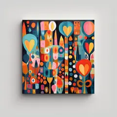 GENERICO - Pintura Abstracta Vibrante De Arte Canva Textura 70x70 Cm