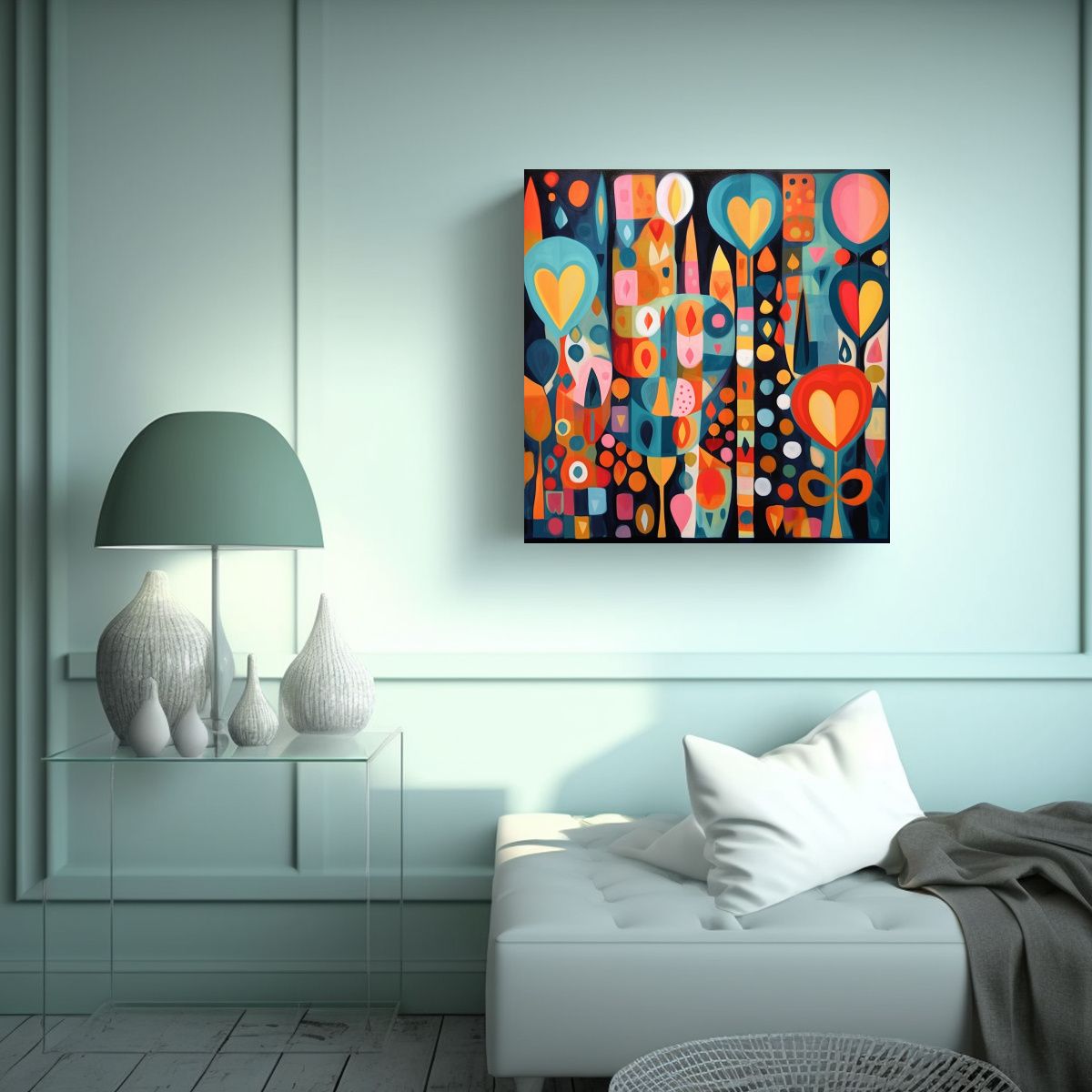 GENERICO - Pintura Abstracta Vibrante De Arte Canva Textura 50x50 Cm
