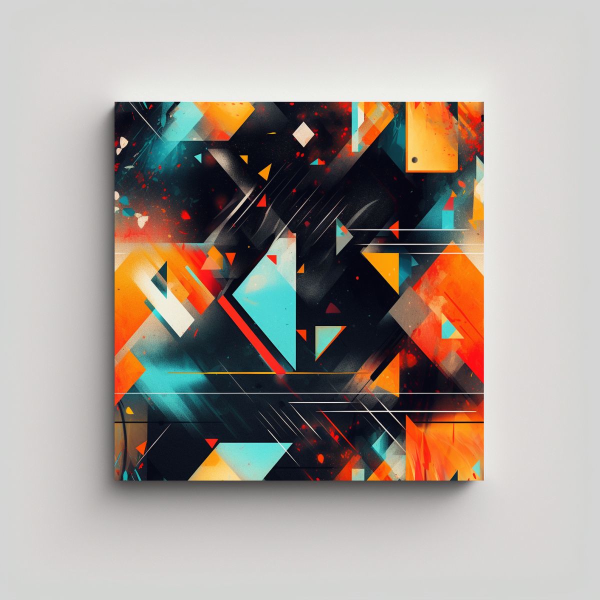 GENERICO - Pintura Abstracta Geométrica En Bastidor Con 90x90 Cm