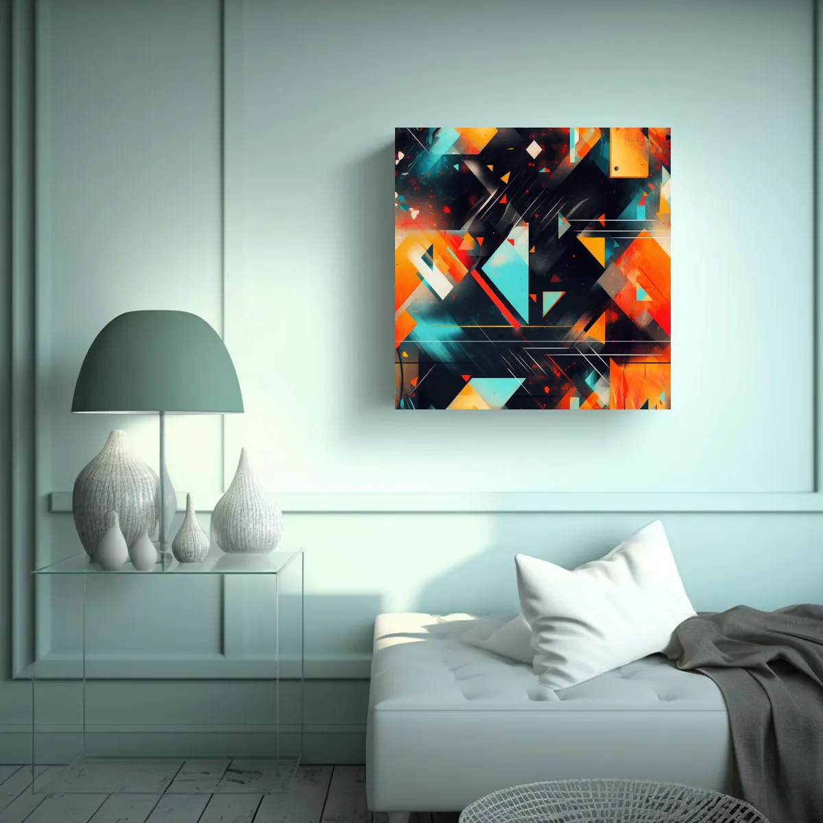 GENERICO - Pintura Abstracta Geométrica En Bastidor Con 60x60 Cm