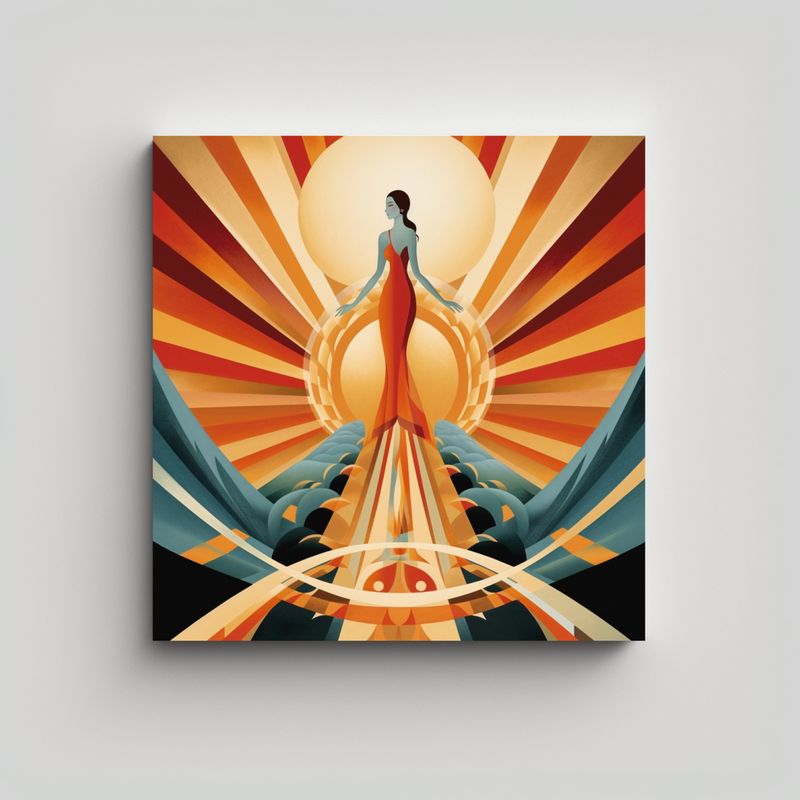 GENERICO - Pintura Decorativa De Sol Estilo Art Deco De 50x50 Cm