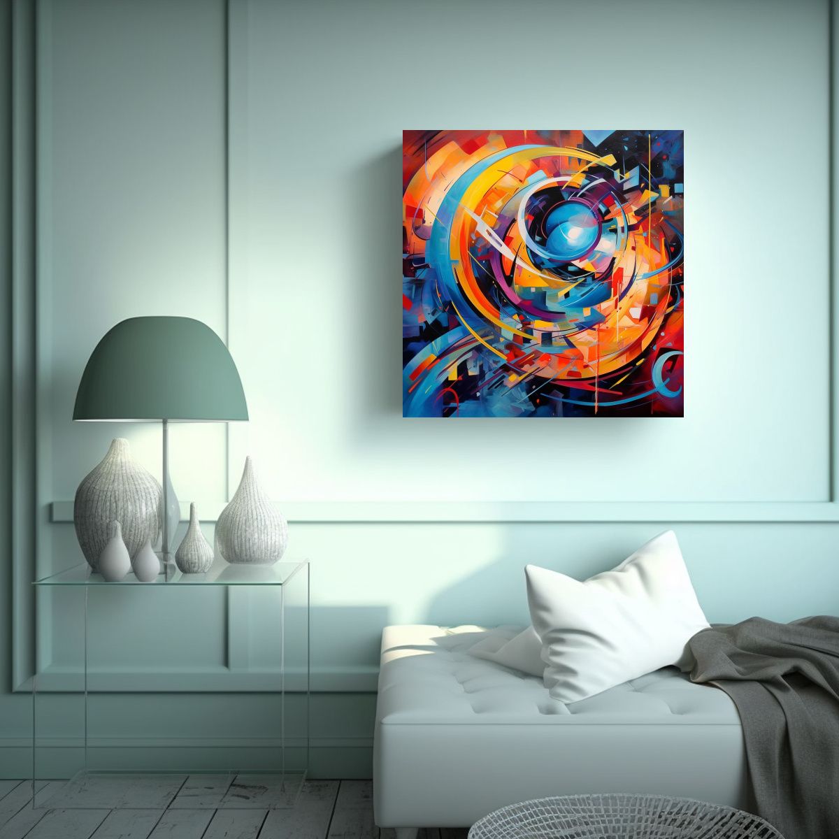 GENERICO - Cuadro Abstracto Forma Armonía Cromática 50x50 Cm