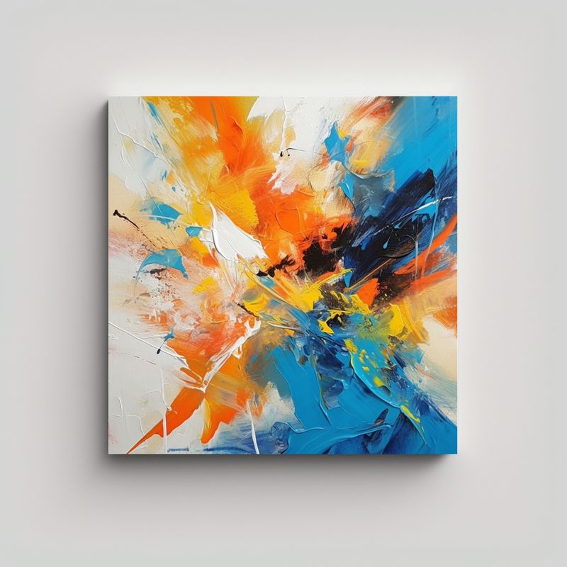 GENERICO - Pintura Abstracta Movimiento Intensidad Para 50x50 Cm