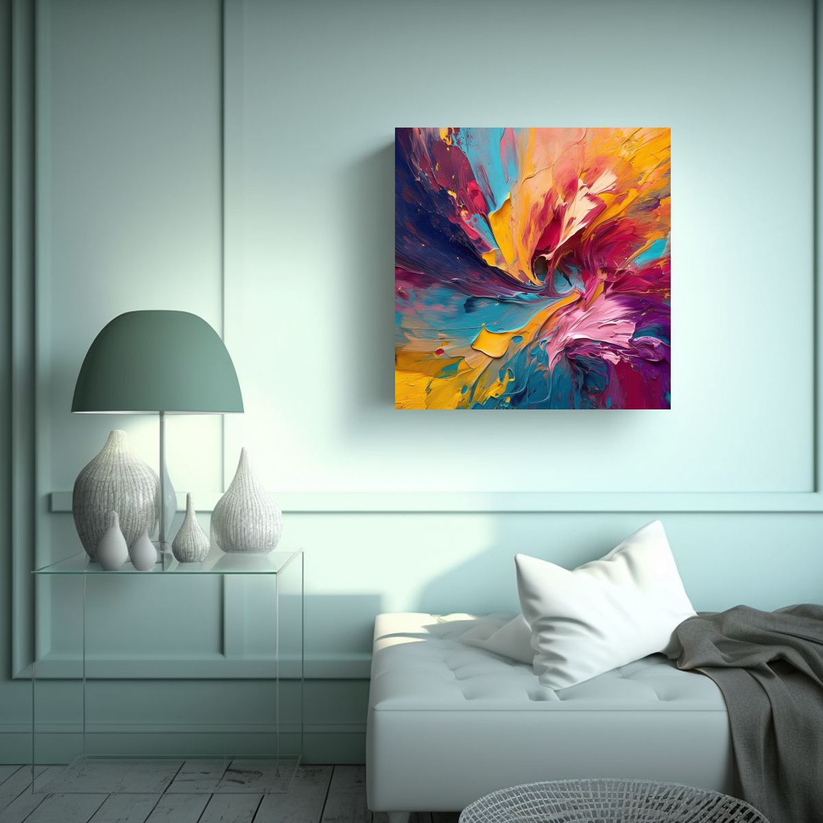 GENERICO - Cuadro De Diseño Abstracto Dinámico Deja Volar 80x80 Cm