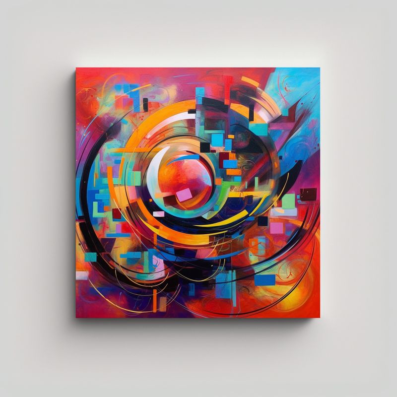 GENERICO - Tela En Bastidor Impresa Composición Dinámica 50x50 Cm
