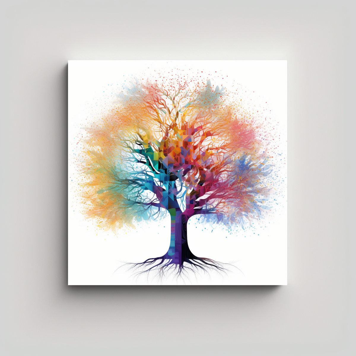 GENERICO - Pintura Abstracta De árbol Blanco Con Raíces 70x70 Cm