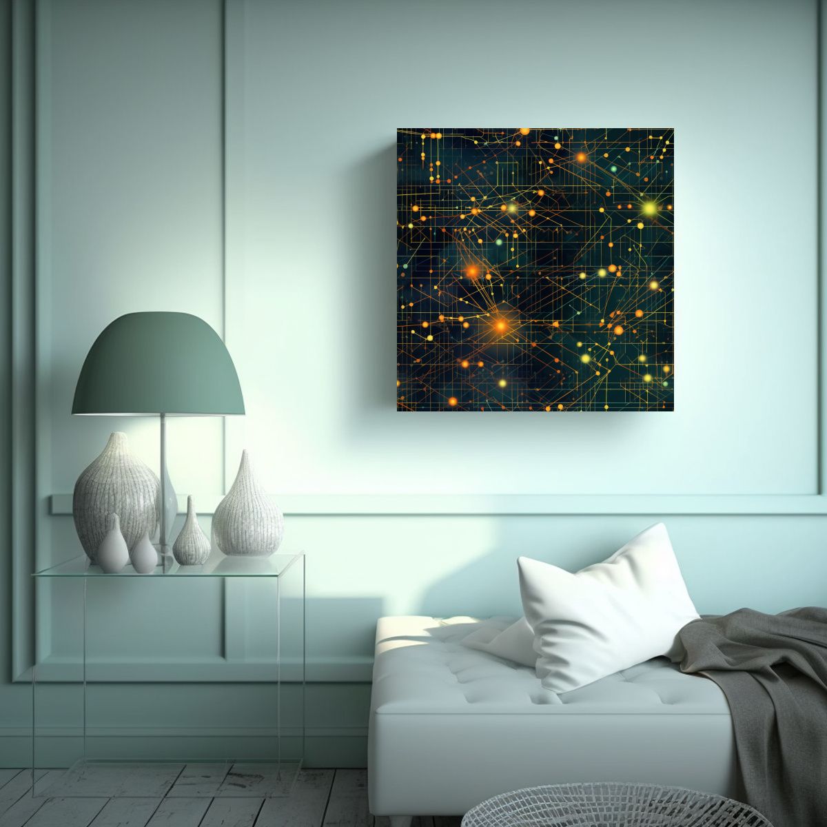 GENERICO - Lienzo Cuadrado Artesanal: Matrix De Nodos Y 60x60 Cm