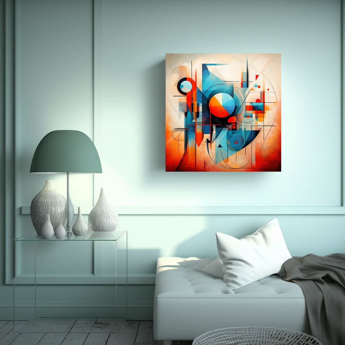 GENERICO - Lienzo De Tela: Simetría Abstracta Arte 70x70 Cm