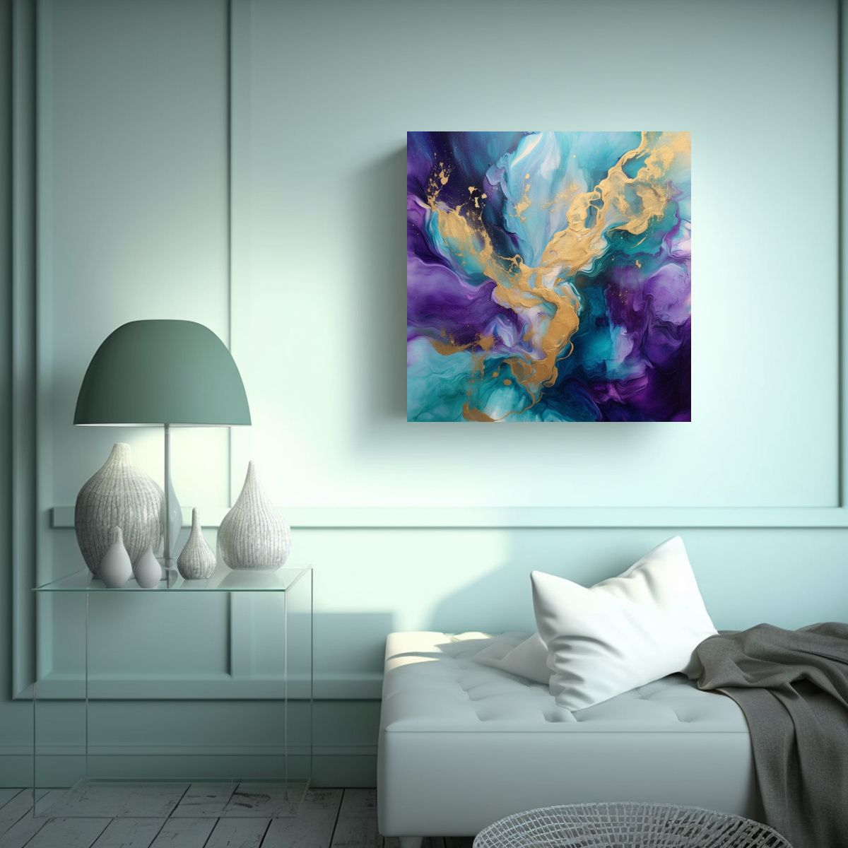 GENERICO - Cuadro Decorativo Majestuoso En Morado, Turquesa 50x50 Cm