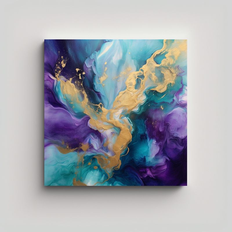 GENERICO - Cuadro Decorativo Majestuoso En Morado, Turquesa 60x60 Cm