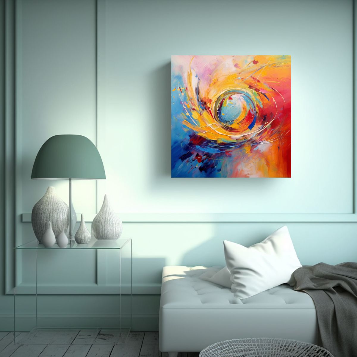 GENERICO - Arte Cuadro Actuales Pinturas Abstractas Coloridas 70x70 Cm