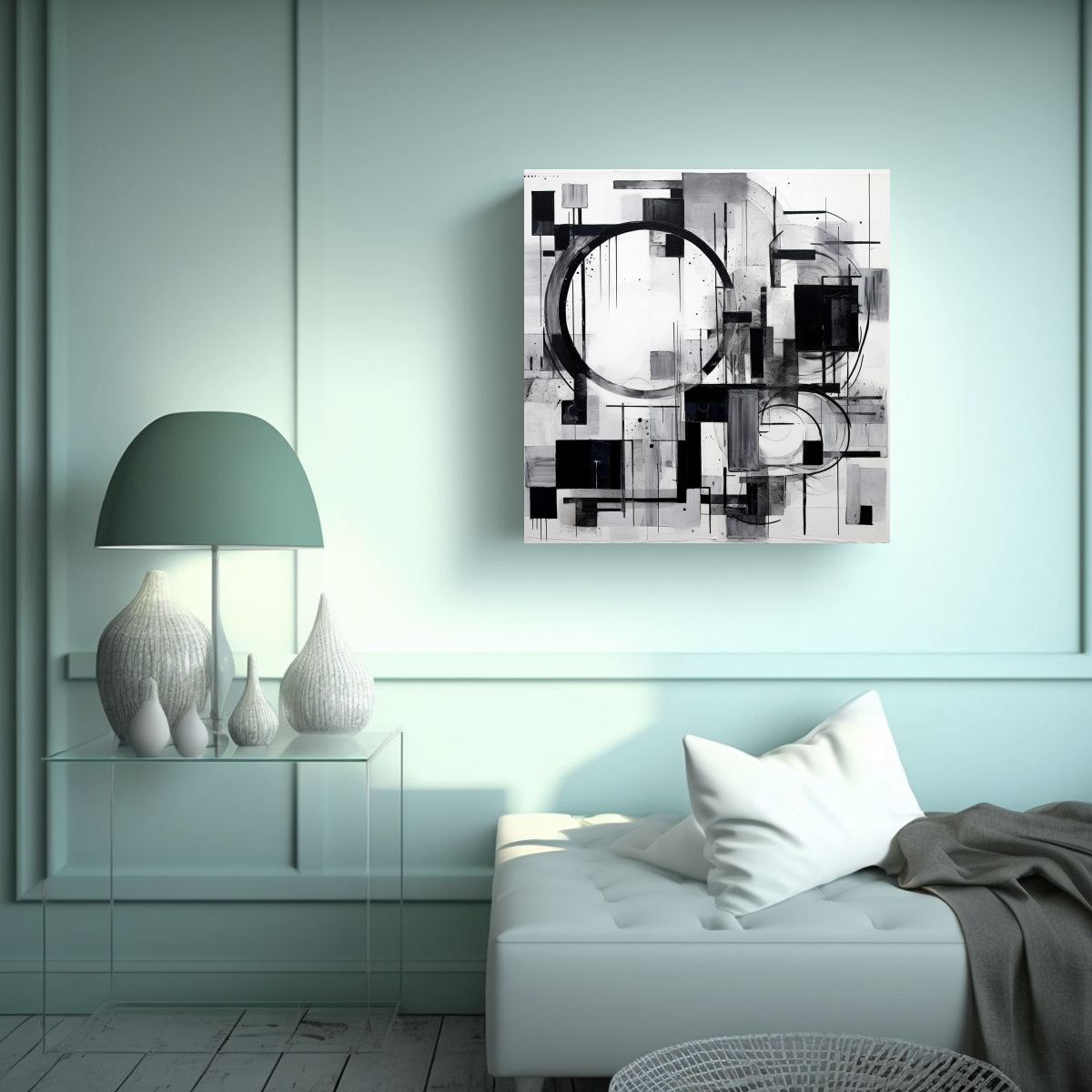 GENERICO - Pinturas Abstractas Modernas En Blanco Y Negro, 70x70 Cm