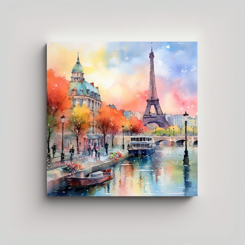 GENERICO - Paisaje Parisino Clásico En Colores Vibrantes De 70x70 Cm