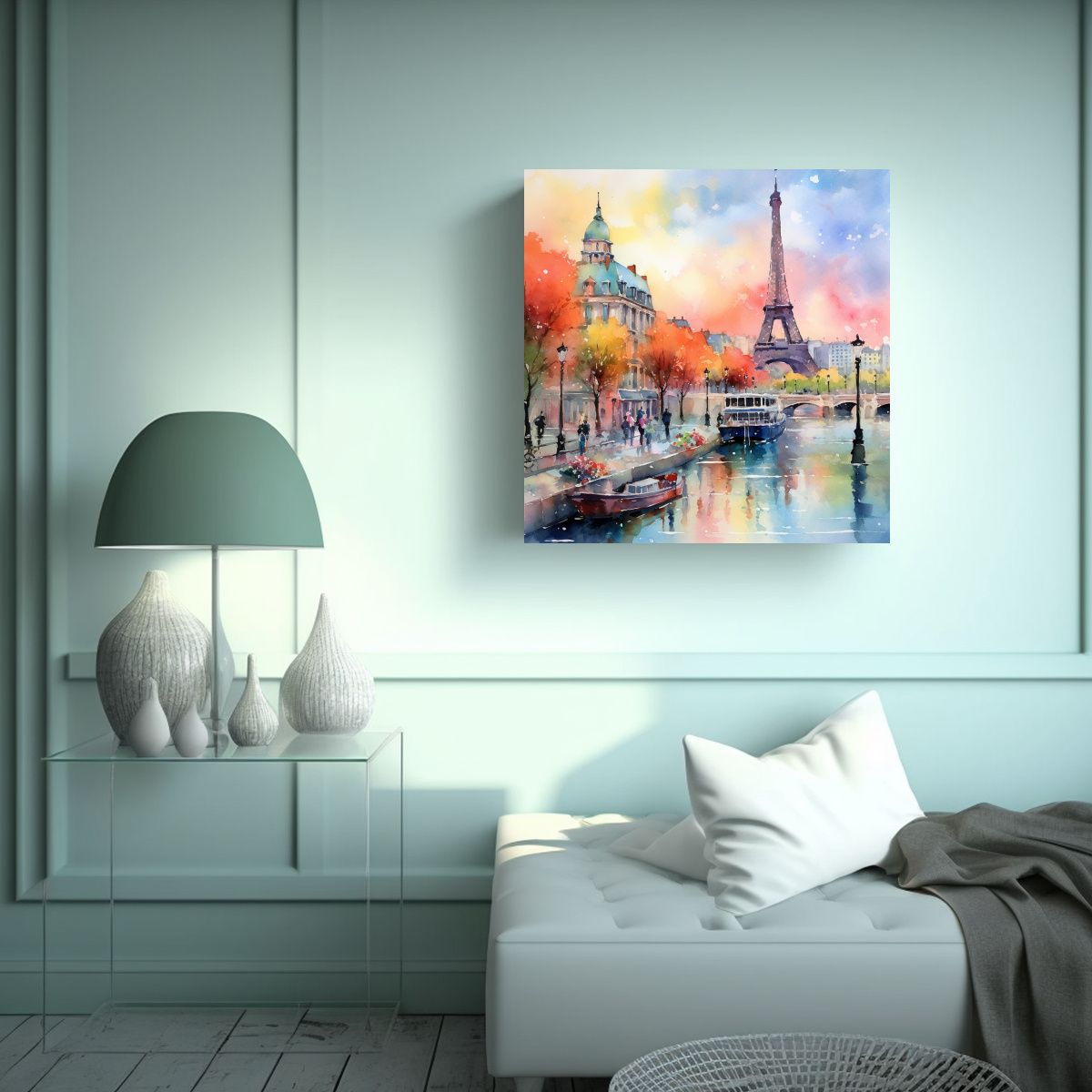 GENERICO - Paisaje Parisino Clásico En Colores Vibrantes De 80x80 Cm