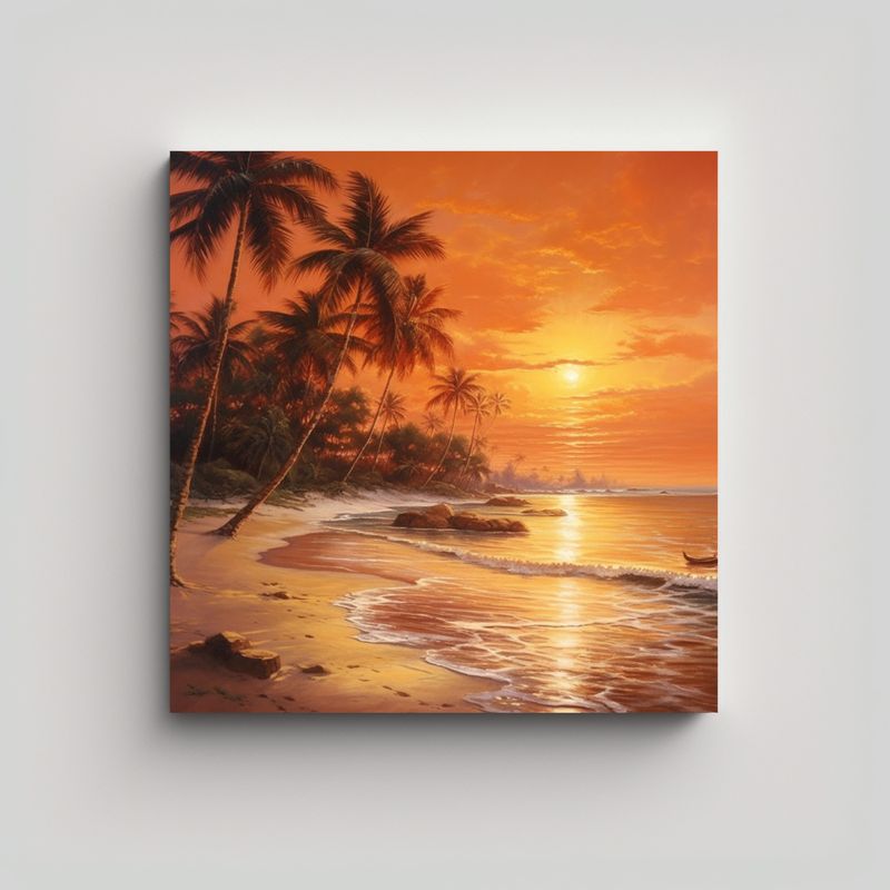 GENERICO - Cuadro Decorativo De Una Hermosa Playa Dorada De 60x60 Cm