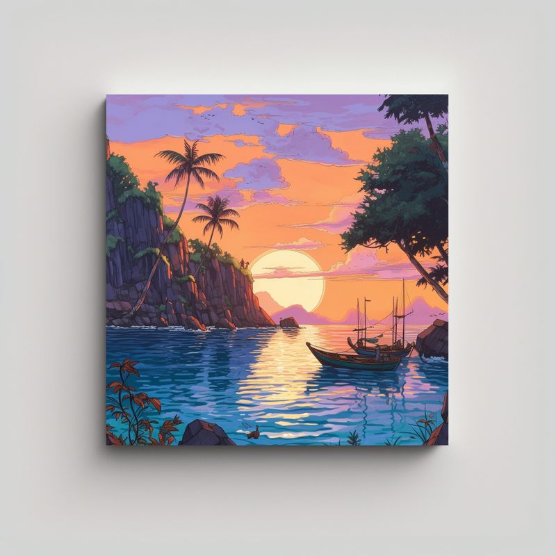 GENERICO - Pintura Decorativa De Barco Ghibli En Tailandia 80x80 Cm