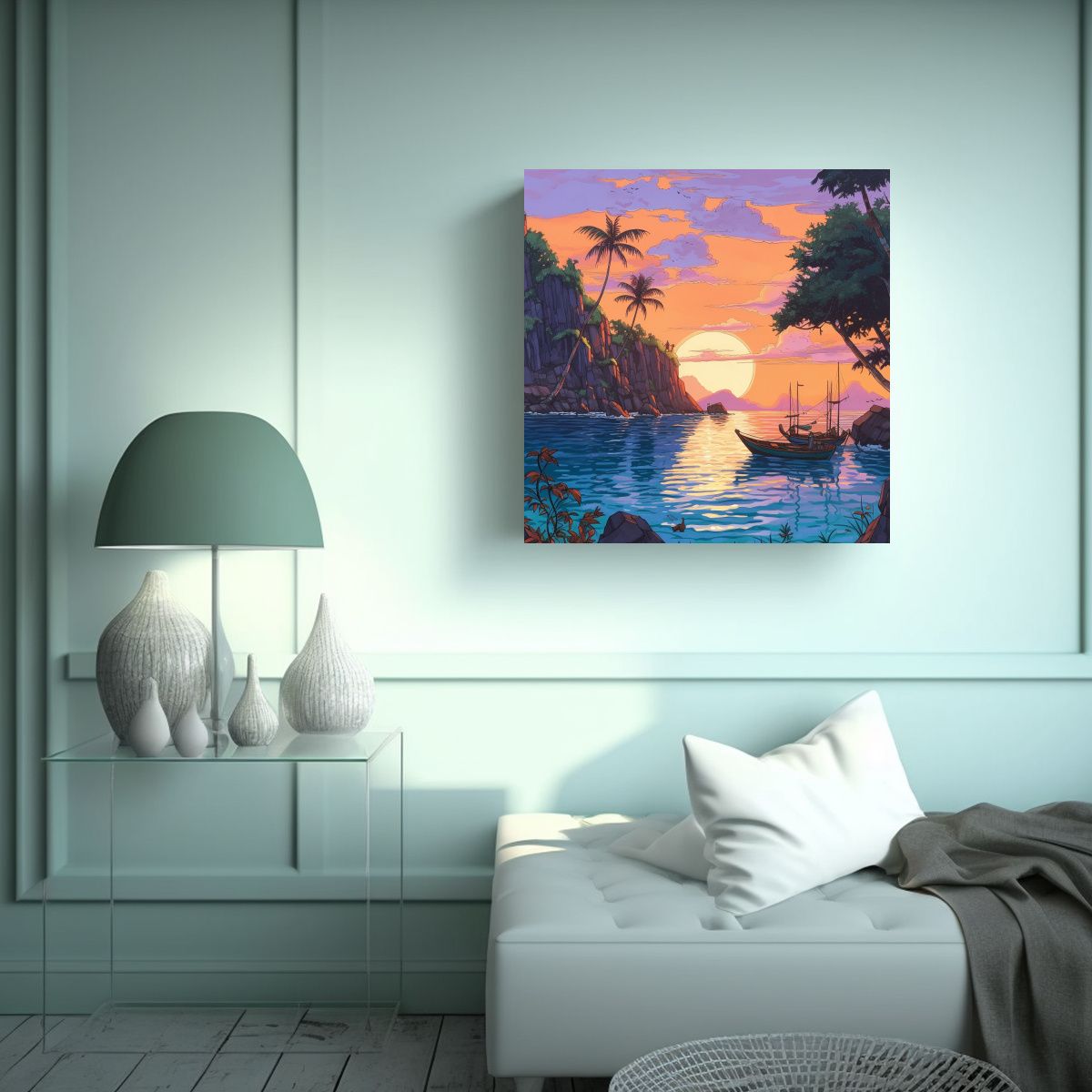 GENERICO - Pintura Decorativa De Barco Ghibli En Tailandia 70x70 Cm
