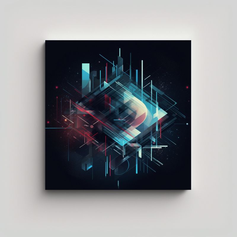 GENERICO - Cuadro Abstracto Con Líneas Y Espacios Negativos 70x70 Cm