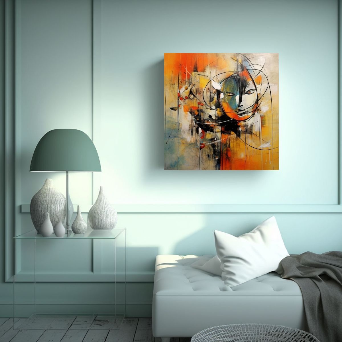 GENERICO - Cuadro Abstracto Alta Calidad Simetría 50x50 Cm