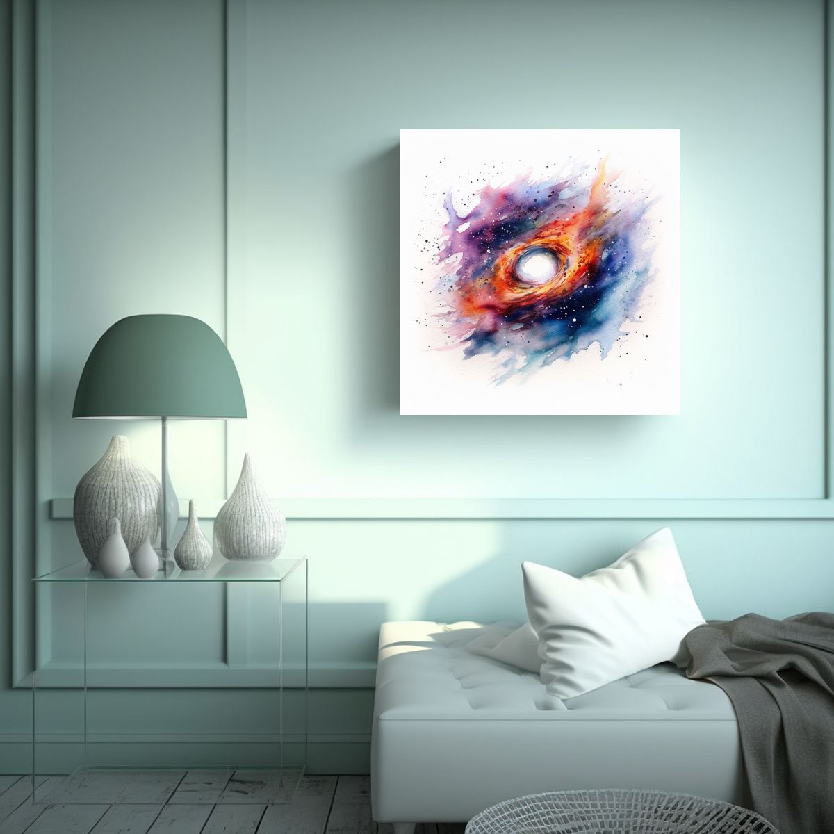 GENERICO - Pintura Acuarela Quasar En Fondo Blanco 50x50 Cm